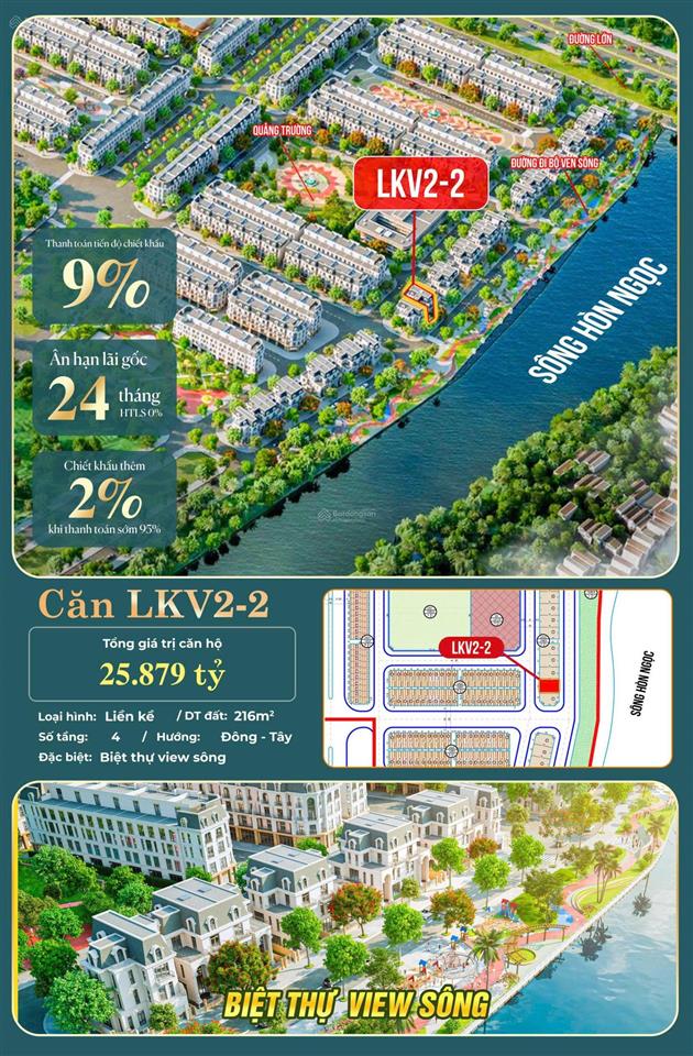 Sở hữu ngay căn biệt thự siêu vip 2 mặt tiền view sông hòn ngọc thơ mộng tại hoàng huy greenriver