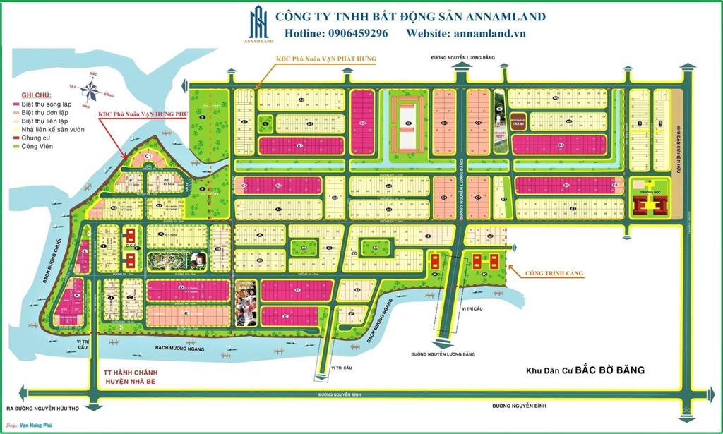 Bán đất nền dự án kdc phú xuân vạn phát hưng, 240m2,giá 48tr/m2,view kênh đẹp.0932 334 *** thuận