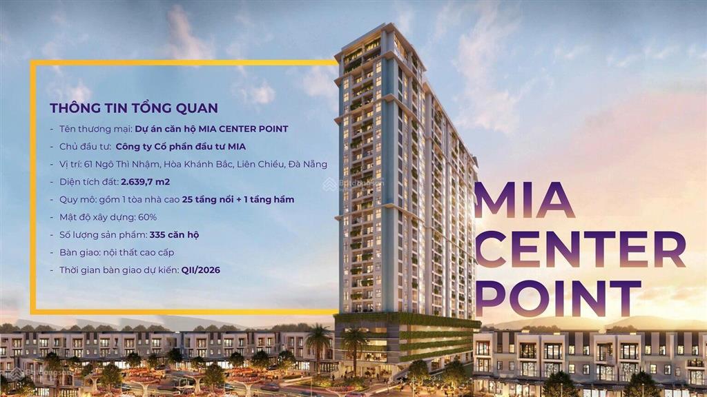Duy nhất căn hộ mia centerpont thuộc trung tâm liên chiểu có mức giá chỉ từ 2 tỷ 612 2pn 64m2