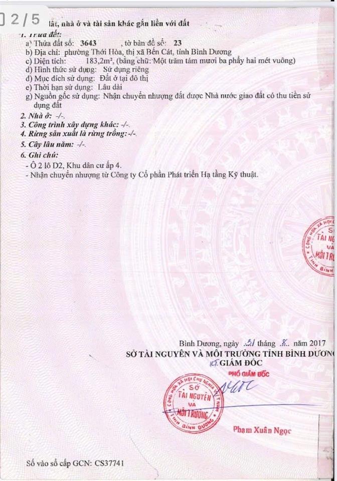 Đất mặt tiền vành đai 4, thới hoà, bến cát. gần đại học việt đức, diện tích 5x36.6m, full thổ cư