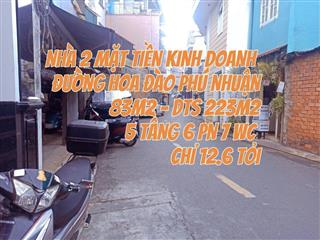 NHÀ 2 MẶT TIỀN KINH DOANH HOA ĐÀO PHÚ NHUẬN - 83m2 5 TẦNG 6 PN 7 WC - CHỈ 12.6 TỶ