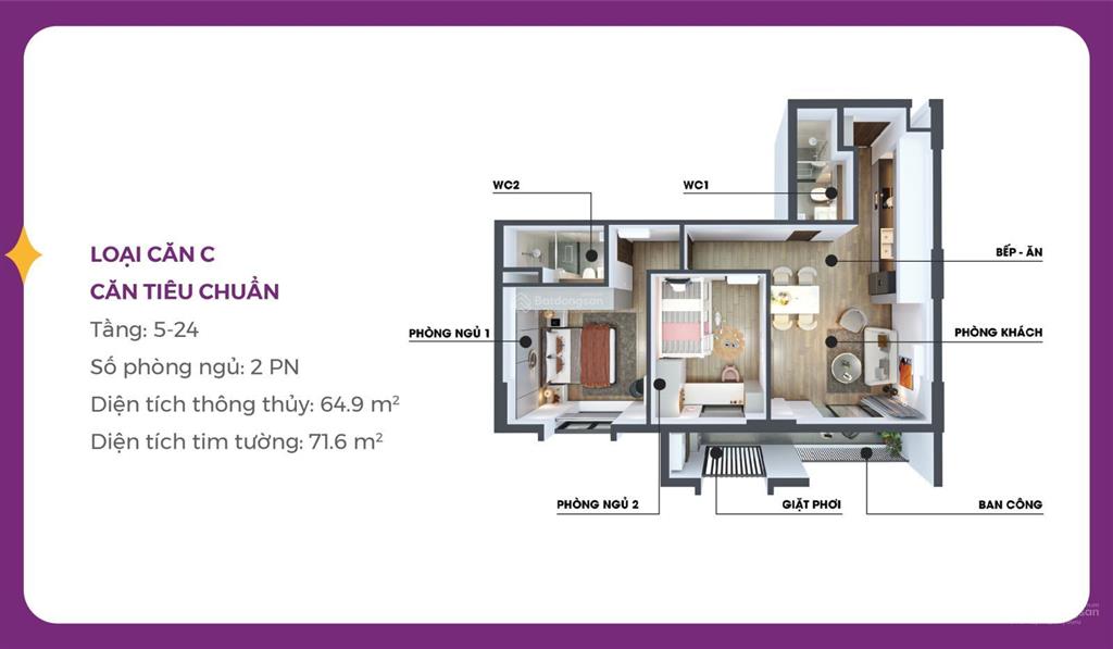 Chỉ 2,79 tỷ có ngay căn hộ 2 phòng ngủ dự án mia center point đà nẵng  sổ lâu dài