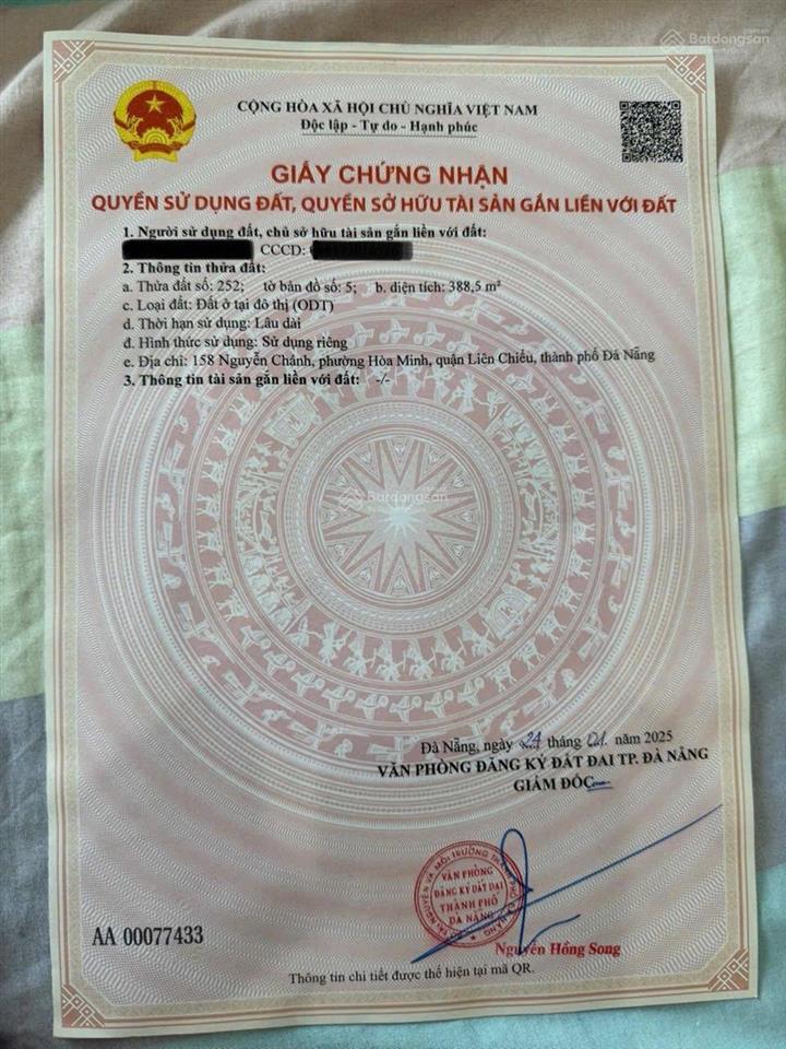 Bán đất đường nguyễn chánh, hoà minh, liên chiểu, đà nẵng. 388,5m2 giá 57tr/m2. 0901 159 ***