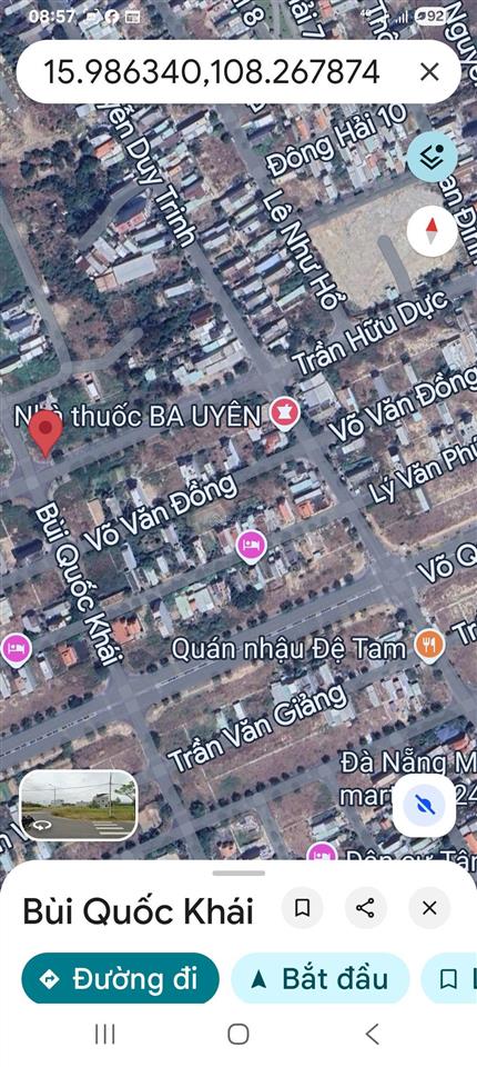 Tôi cần bán lô góc hai mặt trần hữu dực và bùi quốc khái, phường hòa hải, ngũ hành sơn, đà nẵng