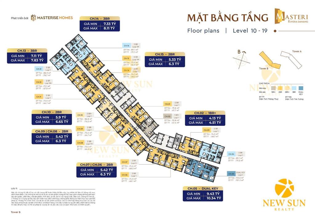 Giỏ hàng masterise đà nẵng  căn dual key,t24 view trực diện sông hàn, đà nẵng downtown dt 101,5m2