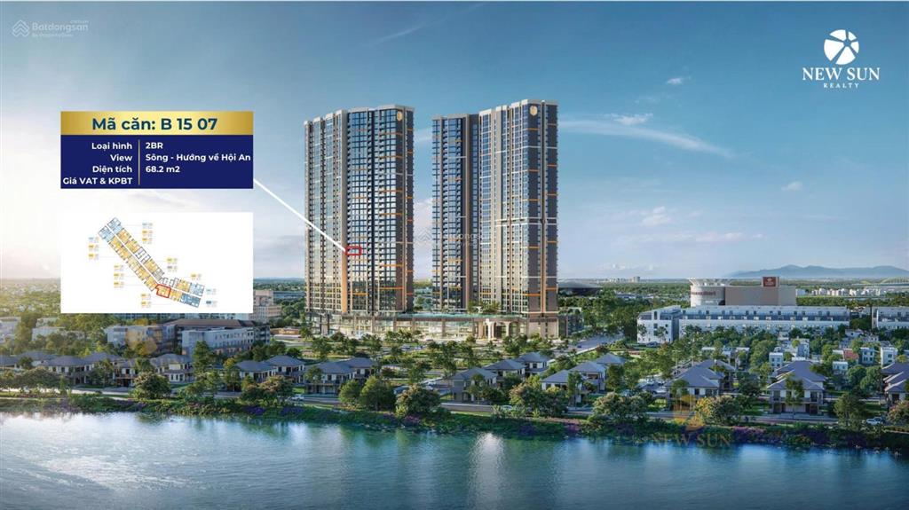Căn 2pn, dt 68.2m2  tầng 15  hướng nam  dự án căn hộ masteri rivera đà nẵng