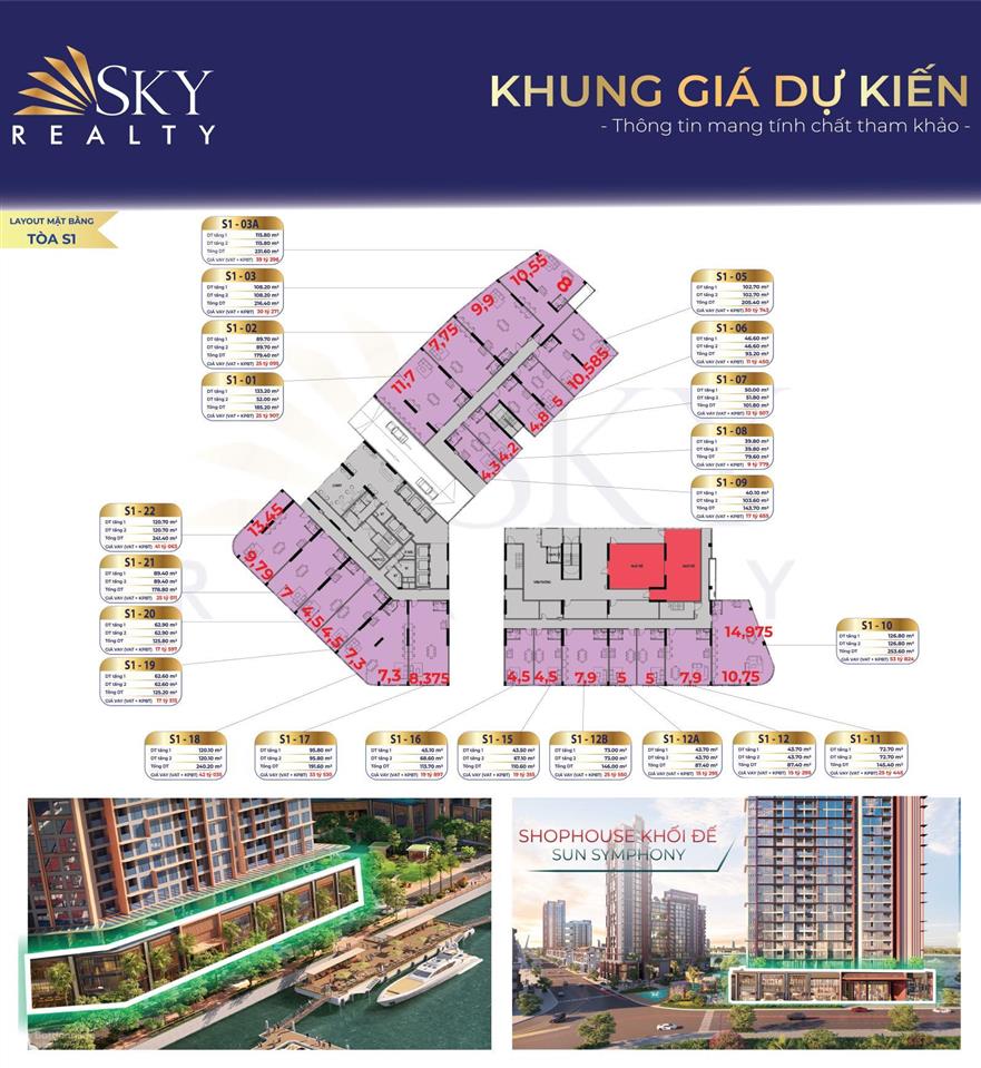 Hot! shop khối đế 3 tòa căn hộ symphony residence  mt sông hàn  giá gốc cđt sun group
