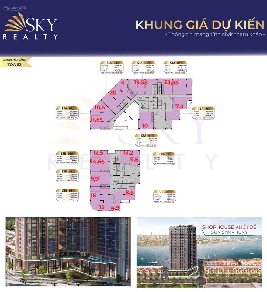 Hot! shop khối đế 3 tòa căn hộ symphony residence  mt sông hàn  giá gốc cđt sun group