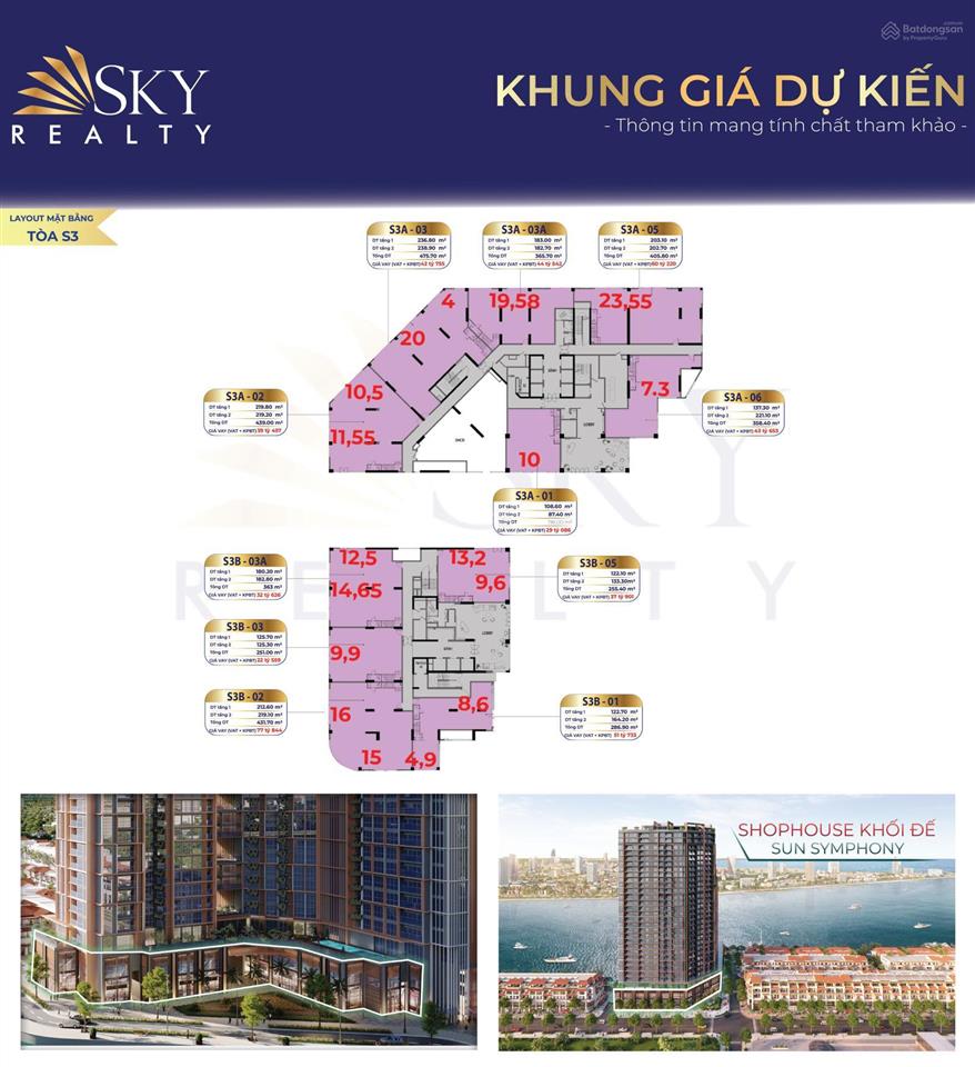 Shophouse khối đế thương mại dự án mt sông hàn sun symphony residence đà nẵng
