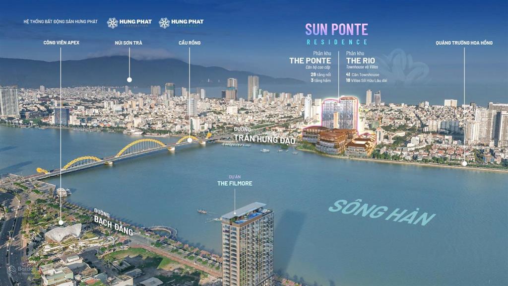 Căn hộ sun ponte 1pn + 56,8m2 view trực diện cầu rồng, biểu tượng của tp đà nẵng. giá chỉ 5 tỷ 8