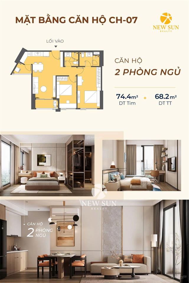 Căn hộ 3pn  76.9m²  7.25 tỷ view trực diện sông, không bị chắn view dự án masteri rivera đà nẵng