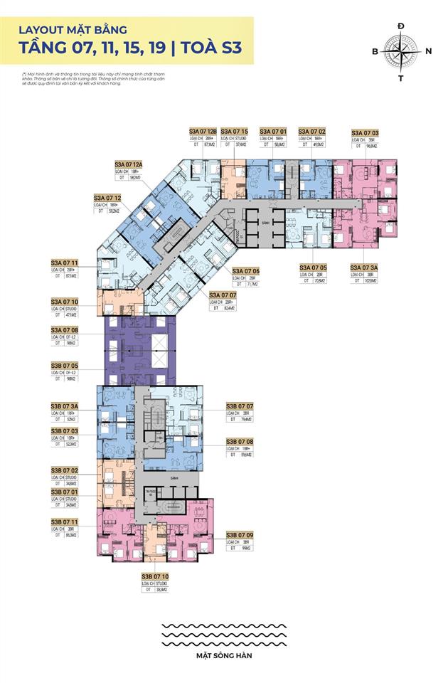Căn hộ 3pn view trực diện sông hàn đẹp nhất dự án symphony đà nẵng  tòa s3 tầng 19  dt 99m2