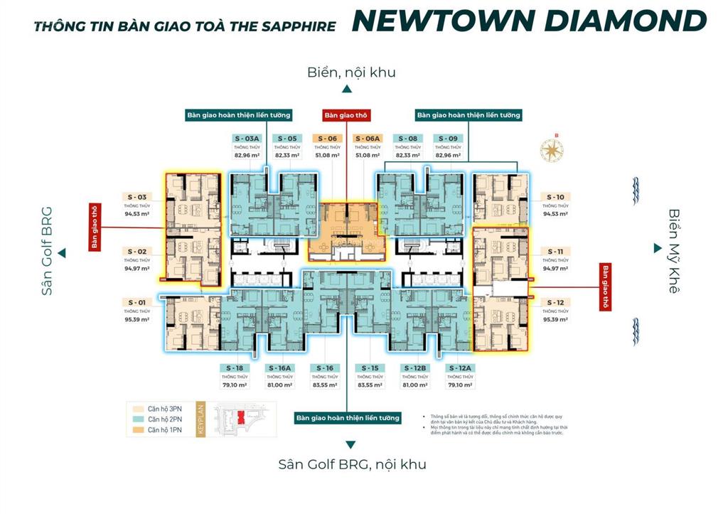 77,8 triệu/m2 đối với căn hộ 3pn( 95m2) có view trực diện biển, ks sheraton dự án newtown diamond
