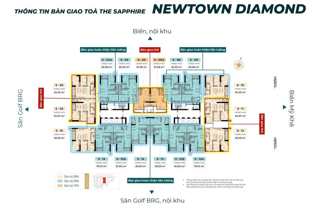 Căn 1pn (44,88m2) dự án newtown diamond đà nẵng  bđs biển khai thác dòng tiền tốt cho nđt