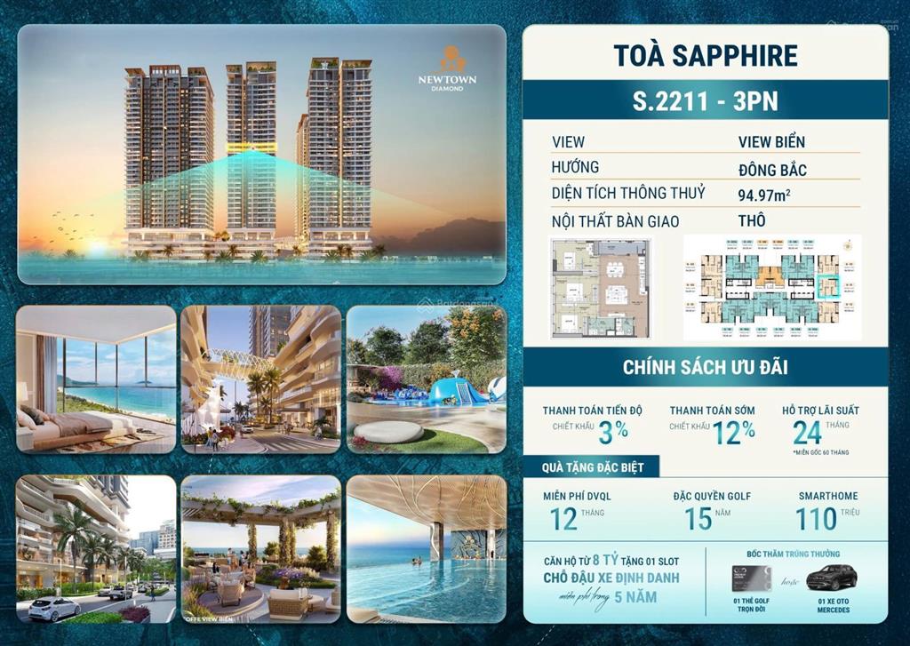 Cập nhật giỏ căn view biển đẹp nhất từ chủ đầu tư  dự án căn hộ newtown diamond đà nẵng