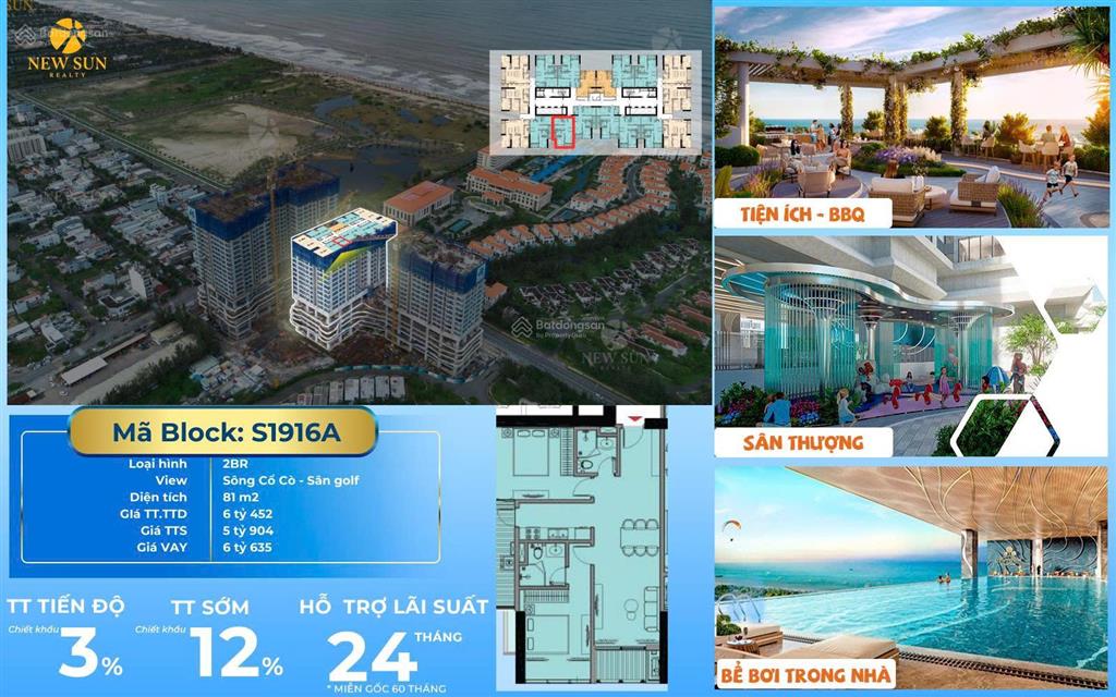 62 triệu/m2 sở hữu ngay căn hộ biển 2pn, dt 83,55m2 view sân golf brg (350 ha) tại tp đà nẵng