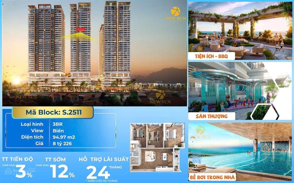 Căn hoa hậu 3pn tầng 25 đẹp nhất dự án căn hộ newtown diamond đà nẵng  tầm view biển tỷ đô