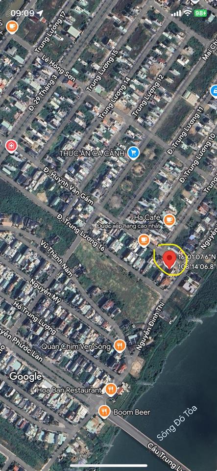 Bán lô đất siêu hiếm  đường huỳnh văn gấm đảo vip  hòa xuân. 121m