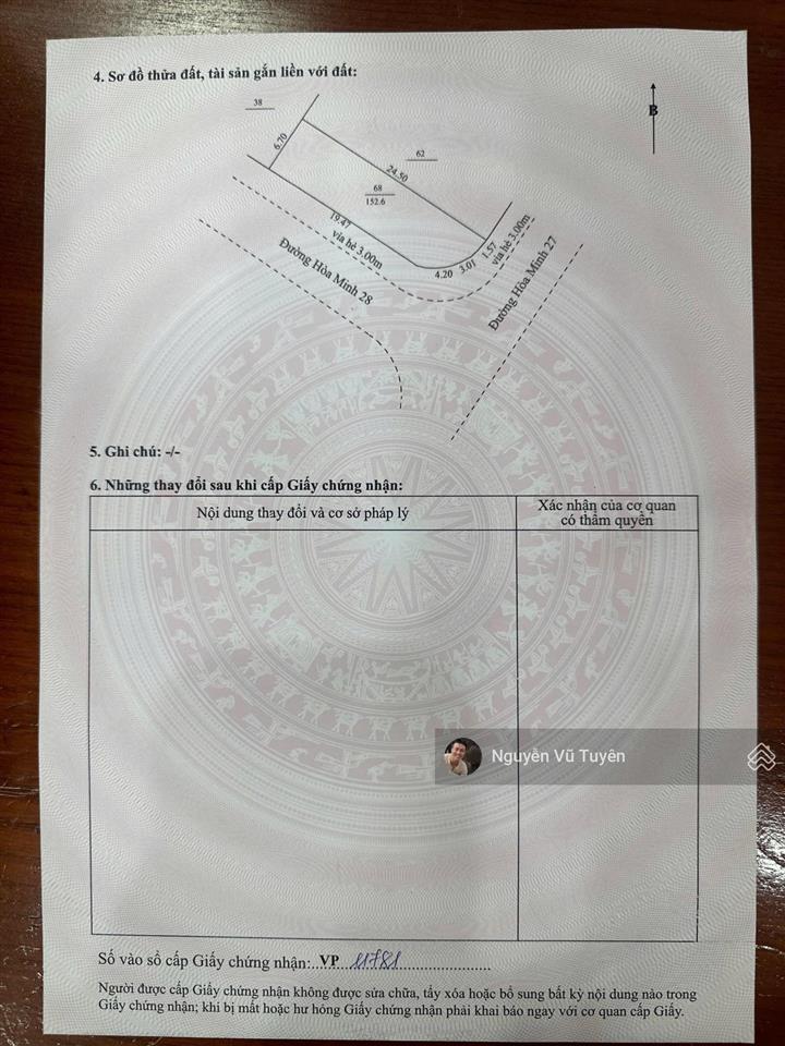 Bán lô góc 2 mặt tiền đường hoà minh 27 và 28  gần biển