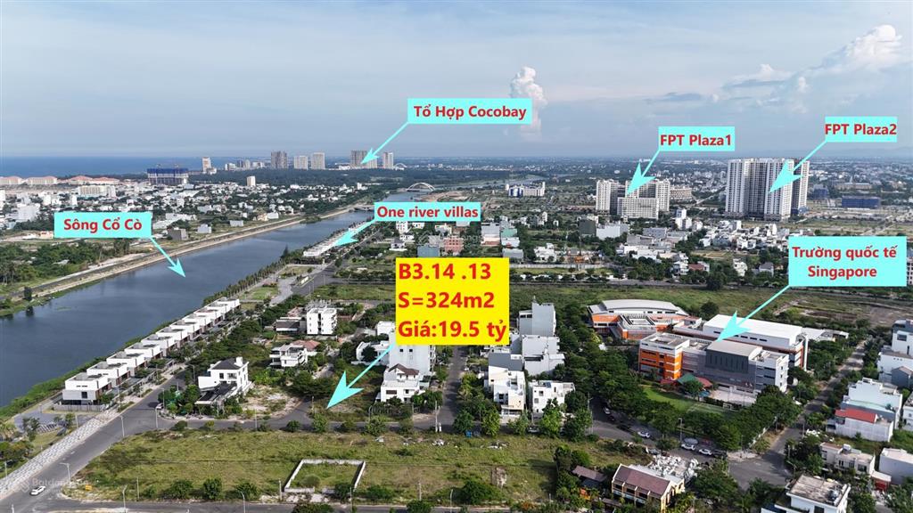 Bán lô biệt thự góc 10m5 nguyễn văn hưởng và vùng trung 4 nhìn ra sông cổ cò,biệt thự oneriver.