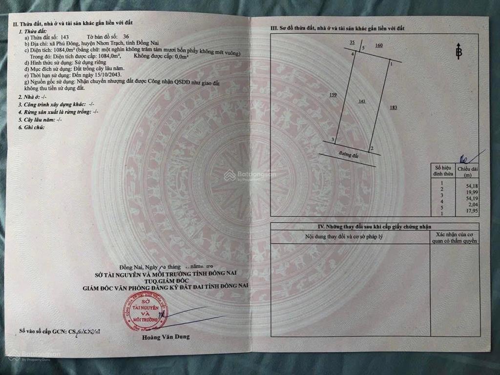 Bán lô đất vàng 1084m2 quy hoạch 2 mặt tiền (20x54m), đất tmdv giá 6.5 tỷ, cách hùng vương 100m