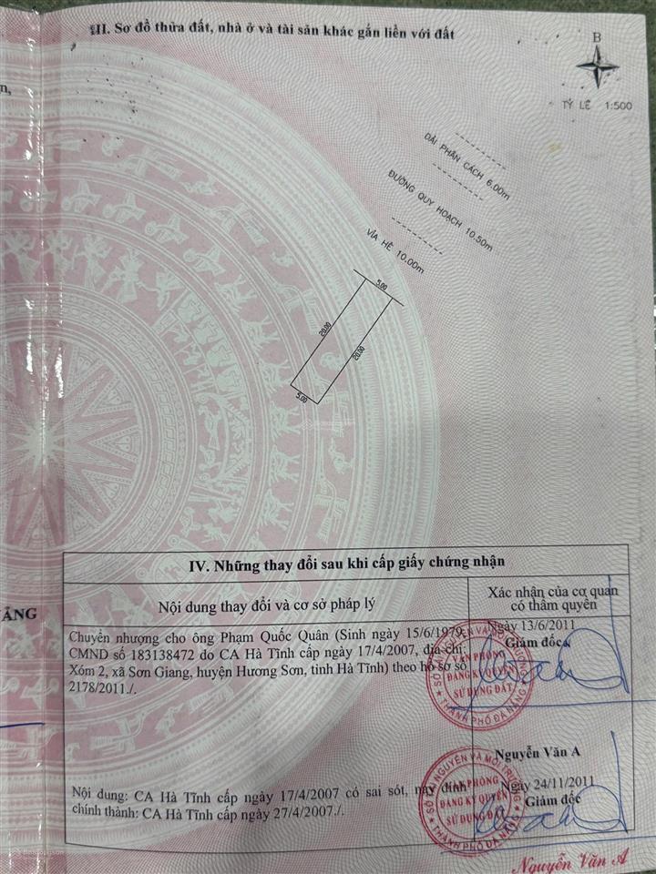 Bán đất đường nguyễn phước lan, hoà xuân, đà nẵng. dt 100m2 giá 13,8 tỷ tl