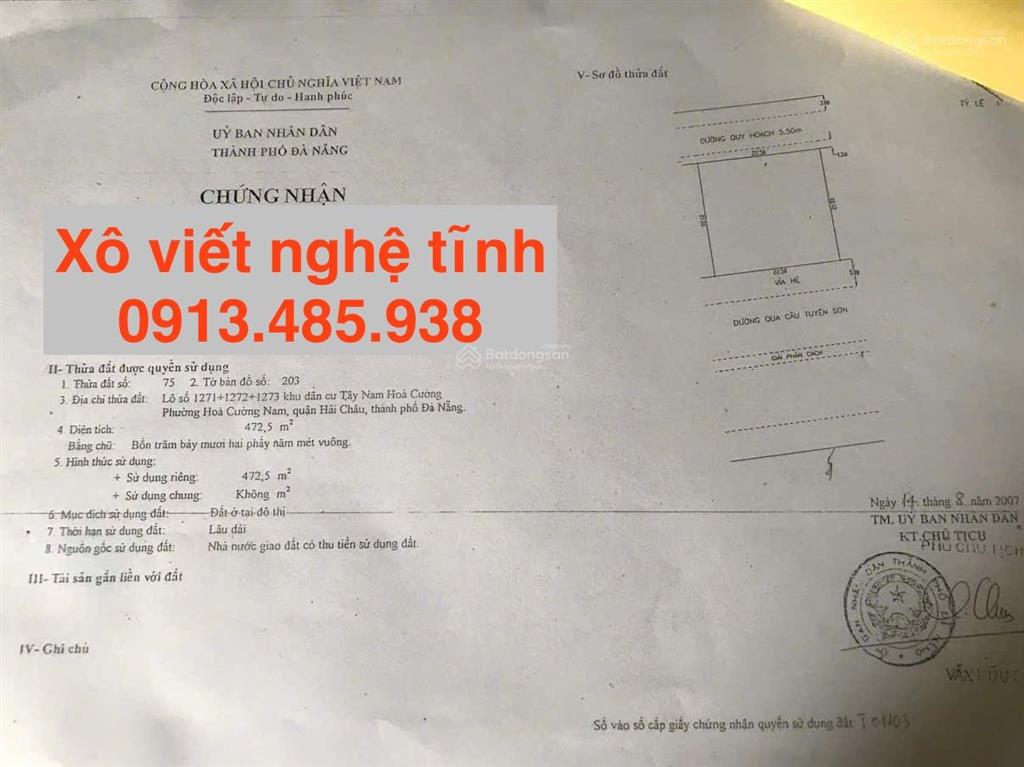 Cần bán 3 lô đất liền kề tặng nhà mặt tiền đường xô viết nghệ tĩnh, hòa cường, đà nẵng  dt 473m2