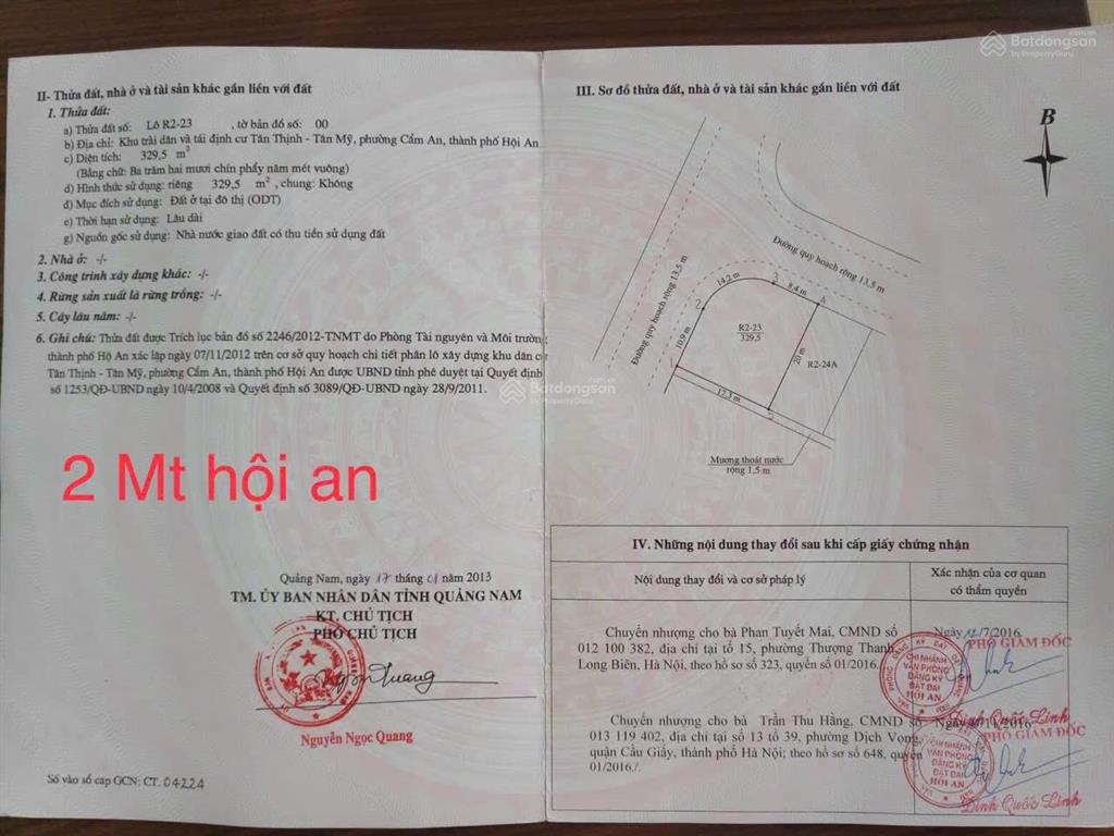 Hàng hiếm góc 2 mt nguyễn thành ý lô r223 dt 329.5m2, ngang 17.5m, khu làng chài, an bàng