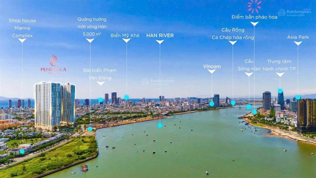 [hàng hiếm] căn 2pn view sông hàn + pháo hoa  diện tích 62,7m2 giá tốt nhất tòa căn hộ peninsula