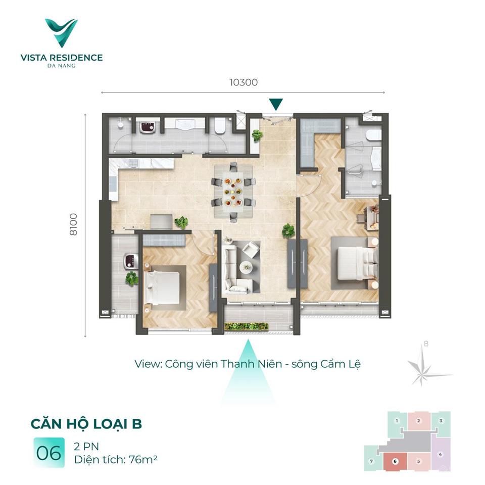 Căn góc đa view tòa căn hộ vista tầng 10  dt 76m2, view pháo hoa, sông hàn, đà nẵng downtown