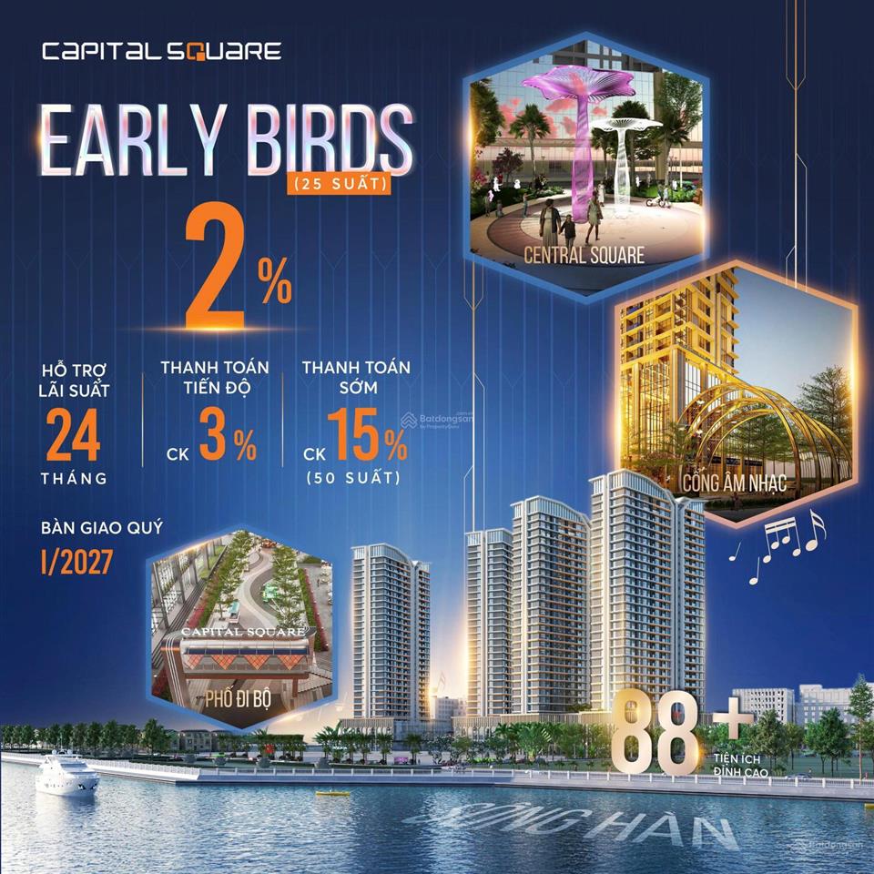 Căn hộ capital square view trực diện sông hàn  cạnh tttm vincom, mở bán gđ1 giá cđt