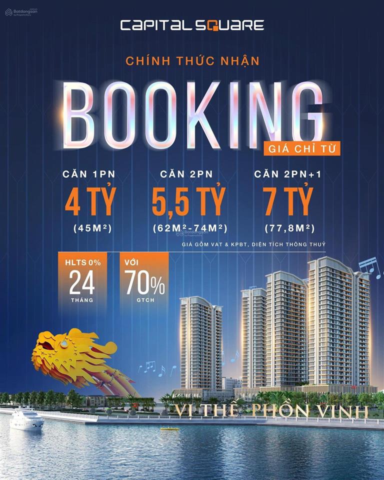 Căn hộ capital square view trực diện sông hàn  cạnh tttm vincom, mở bán gđ1 giá cđt