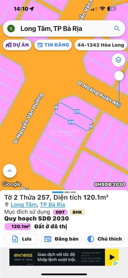 Bán gấp lô mặt tiền nguyễn văn hưởng, 6*20m gần trường cấp 1 lê lợi giá 3.990 tỷ 0933 366 ***