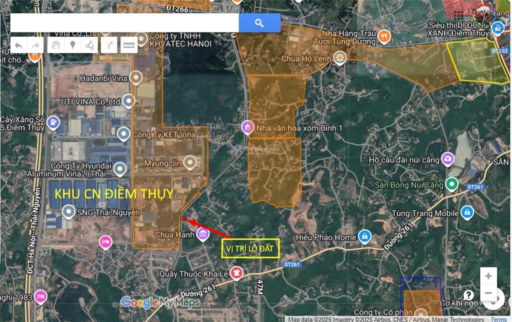 Đất đối diện khu công nghiệp điềm thụy giá đầu tư