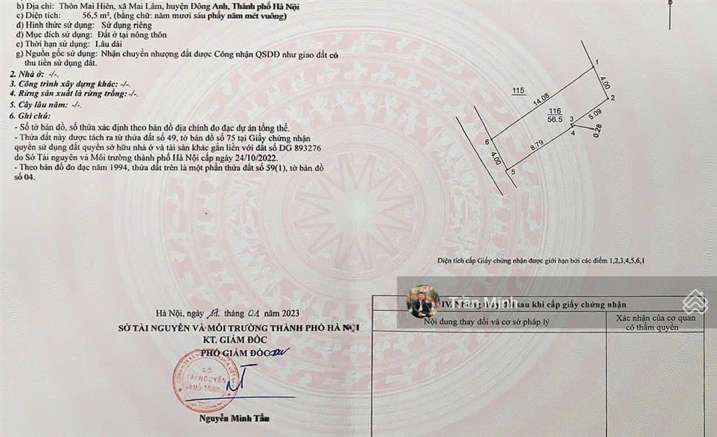 Tìm đâu ra giá 7x triệu/m mai hiên đông anh (mai lâm cũ) diện tích 56,5m , mặt tiền 4m