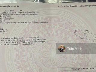 Bán lô đất đẹp thôn du nội, xã mai lâm, đông anh. diện tích 79,4m2. mặt tiền 5m. hướng đông nam.