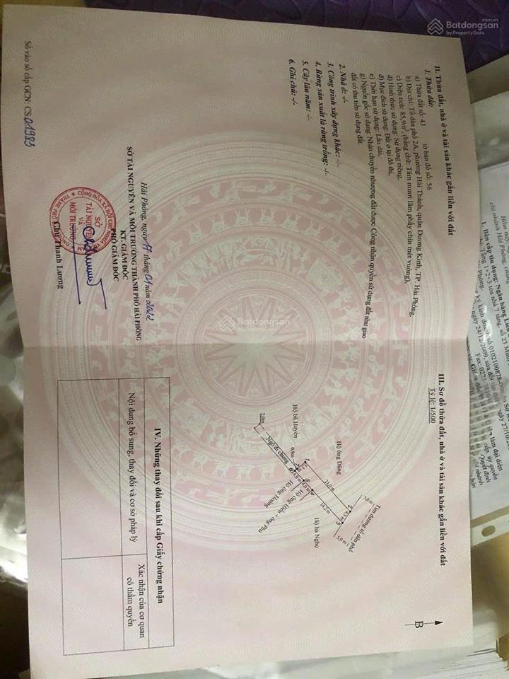 Chủ cẩn tiền gấp bán lô đất mặt đường hải thành dương kinh, hải ,phòng.  diện tích 85,