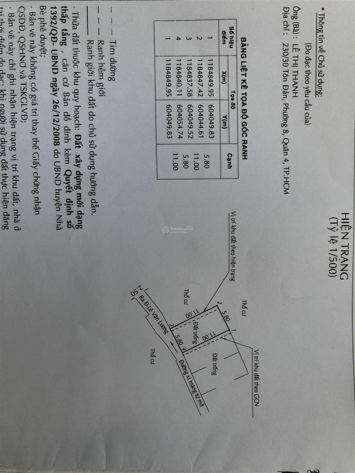 Bán gấp lô đất hẻm 923 lê văn lương, phước kiển dt 55m2 ngang 5 dài 11 sổ hồng riêng giá 3.5tỷ