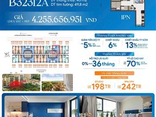 3,999 tỷ căn 1pn tầng 18  ck 13%  tt 25% nhận nhà  ht vay 70% ls 0% tới t12/2028