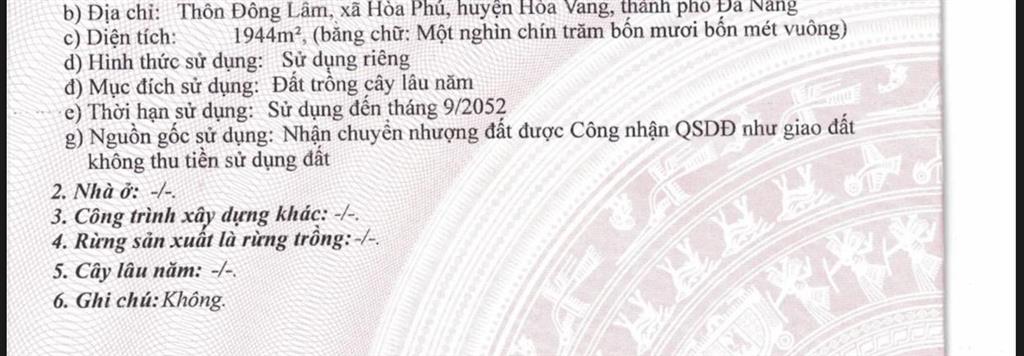 Bán đất đông lâm, hoà phú, hoà vang, đà nẵng