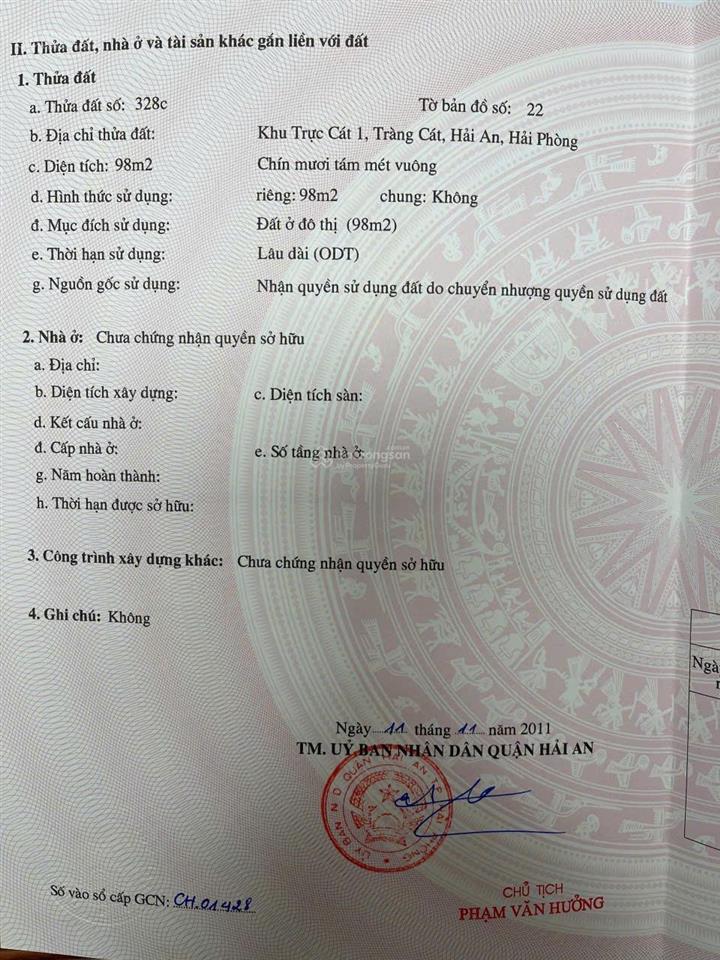 Chào bán lô đất tđc tràng cát, 40m², đường 6m, giá 2,4 tỷ