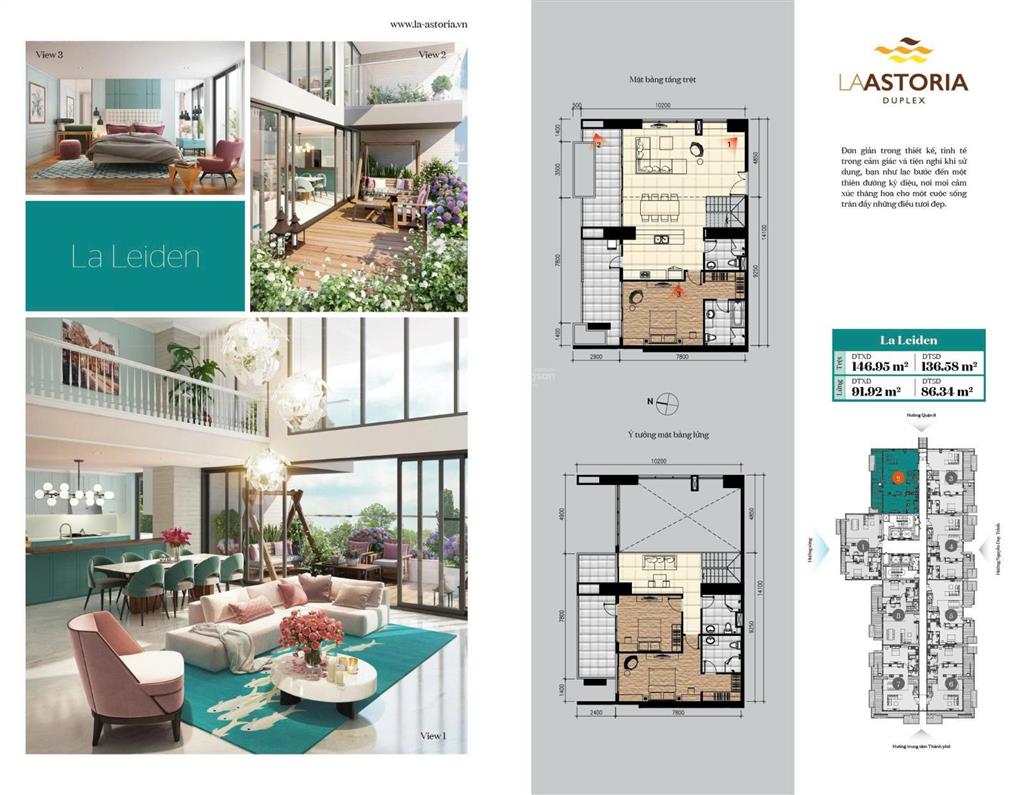 Căn hộ duplex 238m2 liền kề the privé, global city, lake view trực diện sông giá 10 tỷ