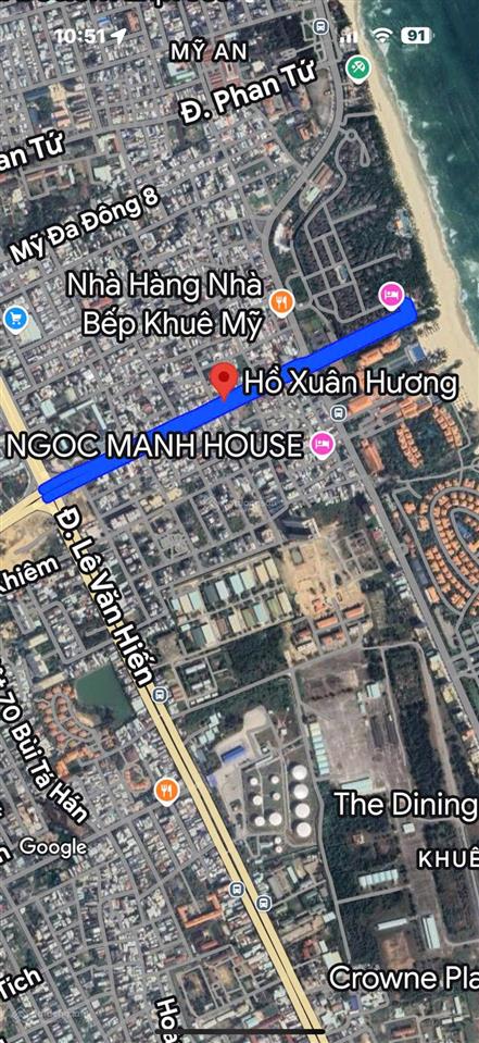 Bán cặp đất mặt tiền hồ xuân hương, 265.5m2 ngang 10m trục thông biển mỹ khê, quận ngũ hành sơn