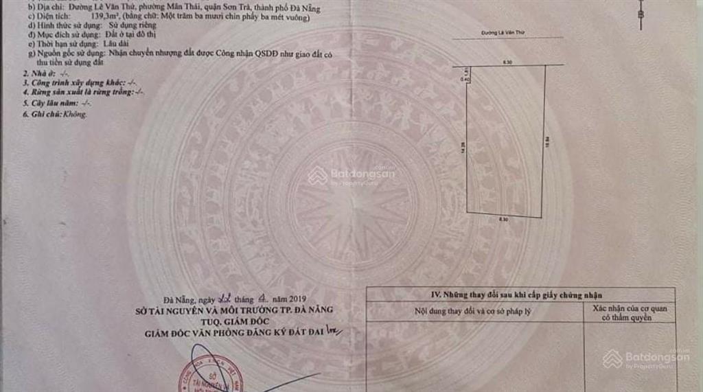 Bán lô đất đẹp đường lê văn thứ trục thông thẳng ra biển, quận sơn trà 140m2 ngang hơn 8m