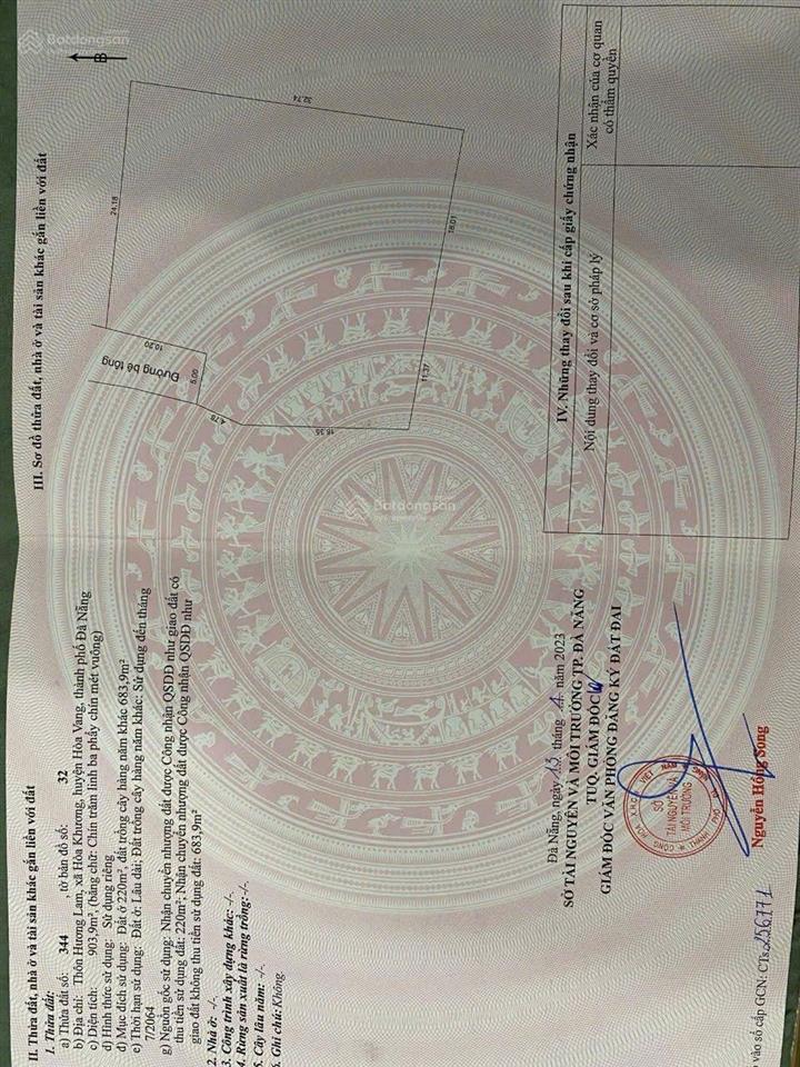 Hoà khương 1000m có 200m thổ cư view cánh đồng lúa