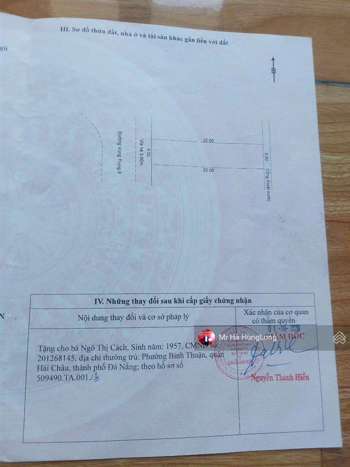 Bán lô đất vùng trung 6  phú mỹ an  ngũ hành sơn  đà nẵng, dt 110m2