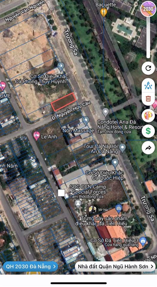 Bán lô góc đường trường sa và nguyễn hữu cầu, ngũ hành sơn, đà nẵng, dt 500,9 m2