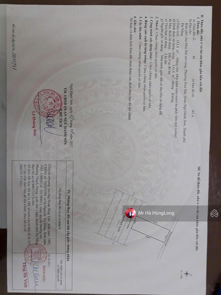 Bán đất khu phố chợ hòa hải mở rộng văn tân 153,4m2 ngang 8m, đường 7,5m