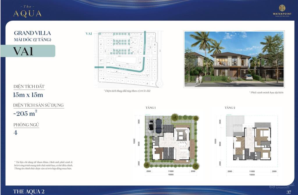 Bán biệt thự đơn lập 225m2 đối diện clubhouse, khép kín aqua tại khu đô thị waterpoint, chỉ 11,2 tỷ