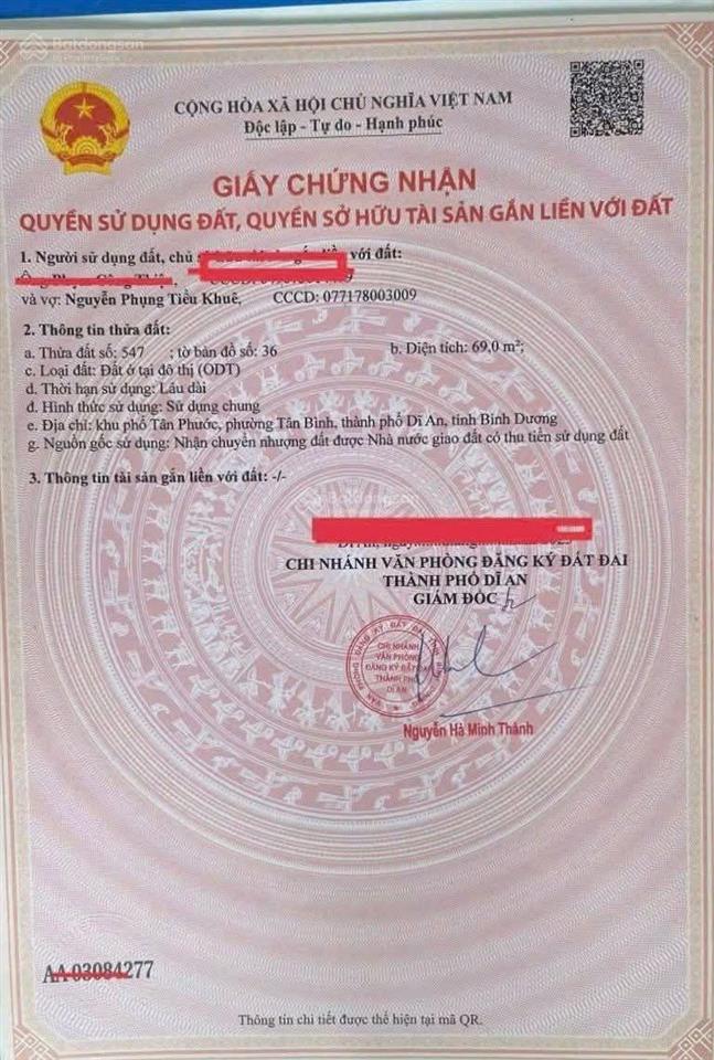 Bán rẻ lô đất khu dân cư đất mới dĩ an